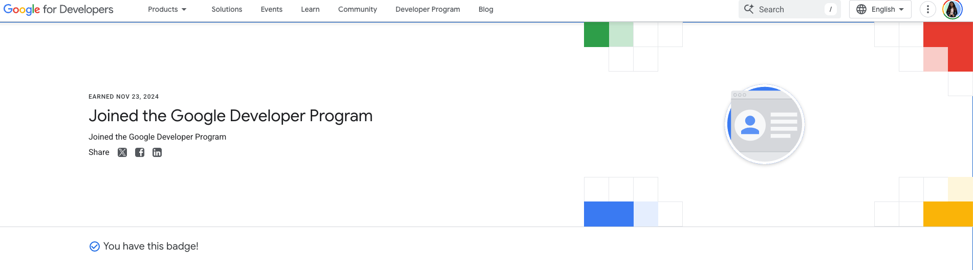 Joined the Google Developer Program!